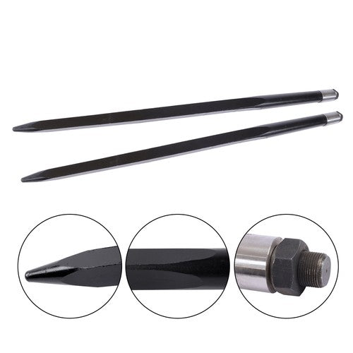 DURAFORCE For Tractor 2PCS 49" Square Hay Spike Bale Spear Wide Tine Spike Skid Conus