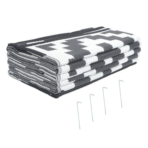 DURAFORCE 9x12 ft Waterproof Outdoor Rug Outdoor Plastic Straw Rug Carpet Black & White