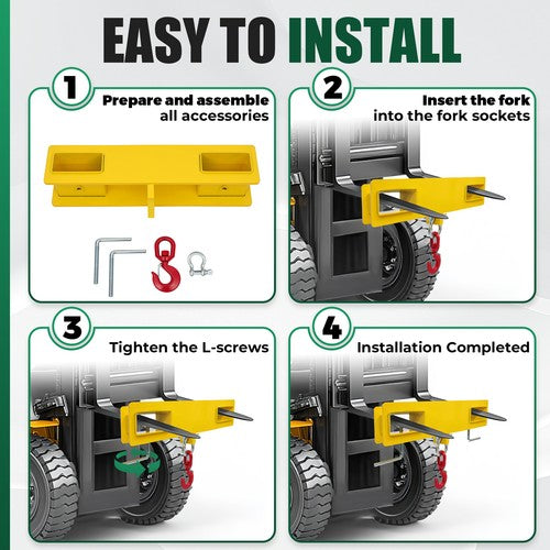 DURAFORCE 6600lbs Forklift Lifting Hoist Swivel Hook Mobile Crane Attachment w/L-Screws