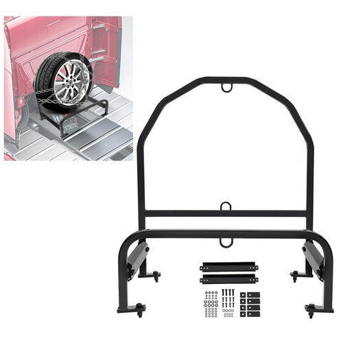 DURAFORCE Powder Coated Steel Spare Tire Carrier For Super Singles Adjustable Semi Truck