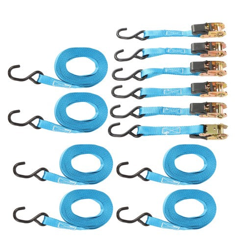 DURAFORCE Ratchet Strap 6 Pcs+Polyester 566lbs Fracture Strength 1700lbs 1in*20ft S Hooks