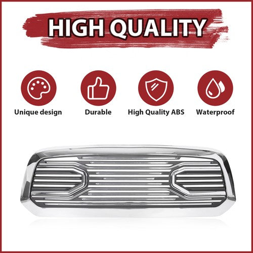 Front Bumper Grille Chrome Grill Big Horn Style for 2013-2018 Dodge Ram 1500