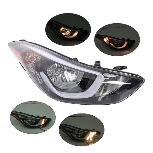 DURAFORCE Headlights Assembly Left Right Pair w/ Bulbs for Hyundai Elantra 2014 2015 2016