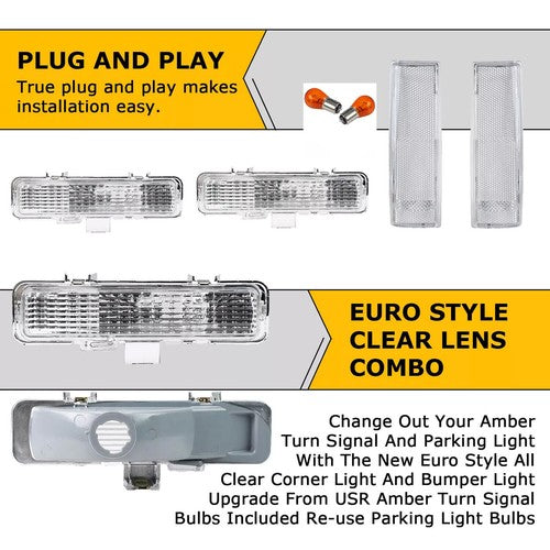 Front Corner Bumper Signal Lights Parking Lamps for Chevy Blazer 83 94 S10 82 93