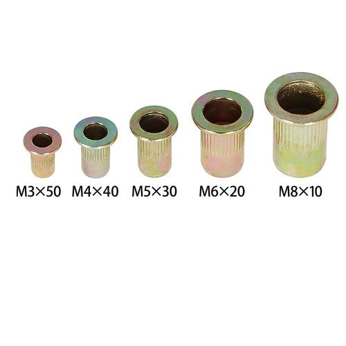DURAFORCE Zinc Steel Rivet Nut Kit 300 Pack Rivnut Nutsert Assort 150pcs Metric+150pcs SAE