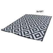 DURAFORCE Black & White Outdoor Waterproof Plastic Rug For Camping Outdoor Carpet 8x10ft