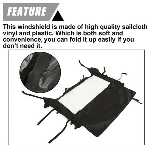DURAFORCE Soft Rear Windshield For Polaris RZR 900/1000 Turbo 2014-2021 Back Window