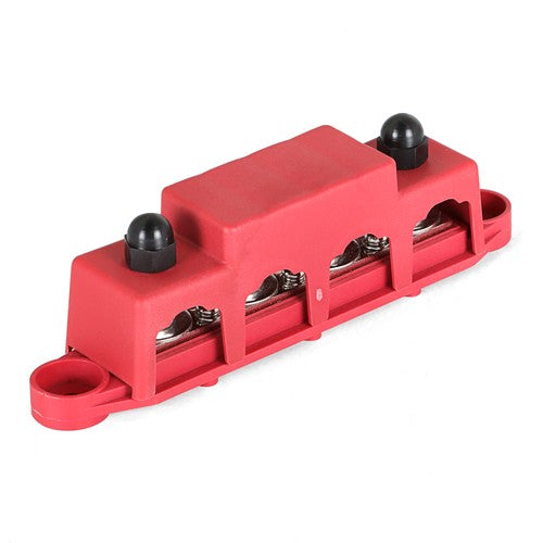 DURAFORCE Red 4 Post Busbar Bus Bar Power Distribution Block With Cover 5/16" 12V 250A