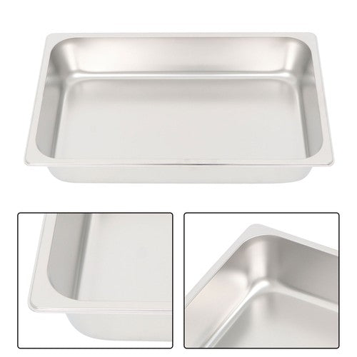 DURAFORCE Restaurant Steam Table Pans 2 Pack Full Size 4 Inch Deep Thickened with Lid