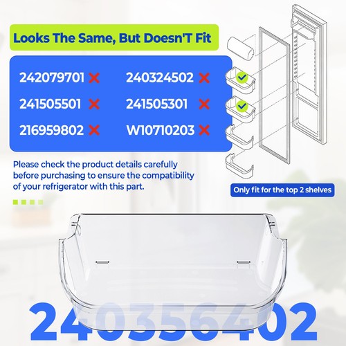 240356402 AP2549958 Refrigerator Top Door Bin Shelf For Frigidaire 2 Pack