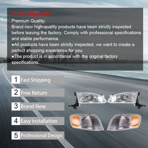 DURAFORCE For Toyota Corolla 1998-2000 Corner Parking Signal Lights Headlights Combo Set