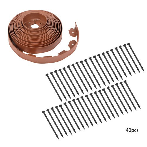 DURAFORCE 2” No Dig Lawn Border L-shaped Lawn Garden Edging Kit W/ 40 Spikes Plastic 40FT