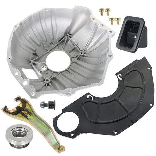 DURAFORCE Aluminium Bell Housing Kit & 11" Clutch Fork & Throwout Bearing &Cover For Chevy