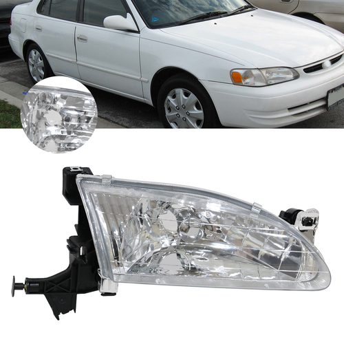 DURAFORCE Chrome Headlights Passenger Side RH for 1998-2000 for Toyota Corolla CE VE LE
