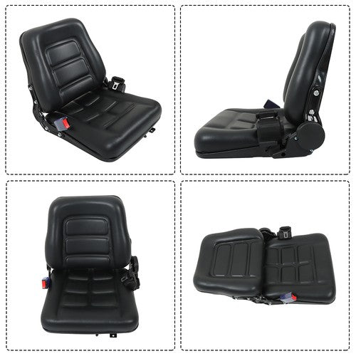 DURAFORCE Universial Seat with Adjustable Backrest Seatbelt Slid for Forklift Tractor