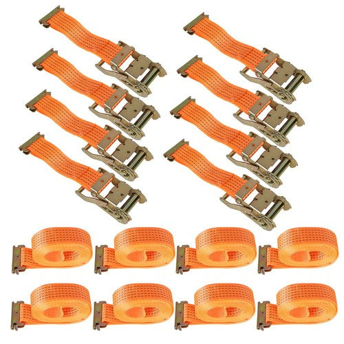 DURAFORCE 2 "x 20' 4000 lb E-Track Ratchet Straps Orange Heavy Duty Tie Downs New 8 Set
