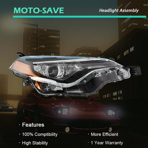 DURAFORCE For Toyota Corolla L LE Eco 2017-2019 Headlight Replacement Halogen Clear Lens R