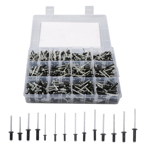 DURAFORCE For DIY USE 500 Pcs pop rivets assortment kits 3/32" 1/8" 5/32" 3/16"