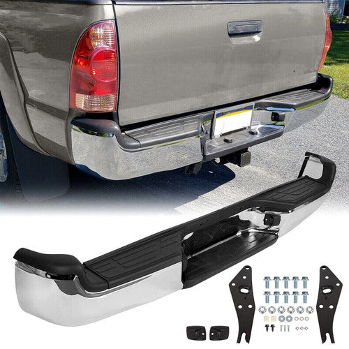 DURAFORCE Chrome Rear Bumper Assembly Steel with Light for Toyota Tacoma Pickup 2005-2015