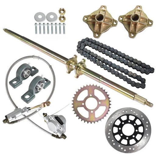 DURAFORCE For ATV Quad Buggy Go Kart 44" Rear Live Axle Kit Wheel Hub Sprocket Brake Disc