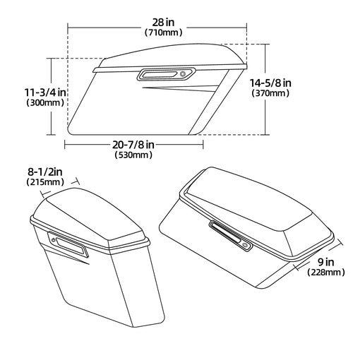 DURAFORCE Vivid Black Hard Saddlebags Saddle Bags For Harley Street Road King Glide 94-13