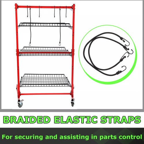 DURAFORCE 3-Shelf Storage Shelving Automotive Parts Cart Body Shop Tools Storage Rack