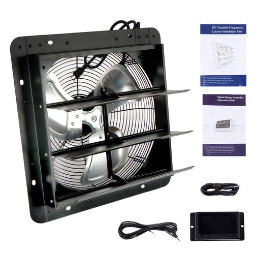 DURAFORCE Black Shutter Exhaust Fan 14 Inch High Speed 1550CFM Wall Mounted W/ 1.7M Power