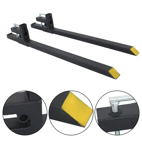 DURAFORCE 60" Clamp on Pallet Forks 2000lbs for Loader Bucket Skidsteer Tractor