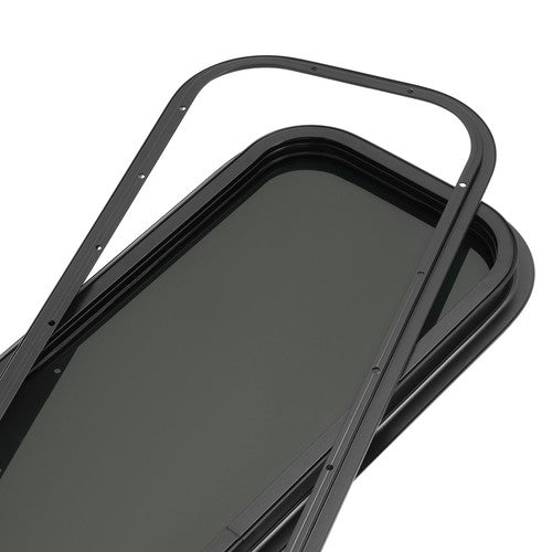 Black Screen RV Window 12 X 35 with Trim Ring Universal Dark Tempered Glass