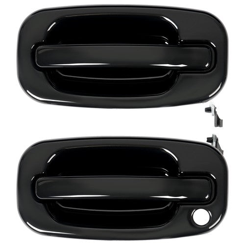2Pc Front Outer Door Handle Set for Chevy Silverado 1500 1999-2007 Glossy Black