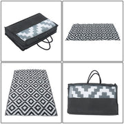 DURAFORCE Black & White 4x6FT Waterproof Outdoor Rug Outdoor Carpet For Patio Backyard