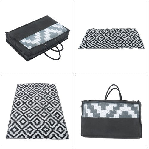 DURAFORCE Black & White 4x6FT Waterproof Outdoor Rug Outdoor Carpet For Patio Backyard