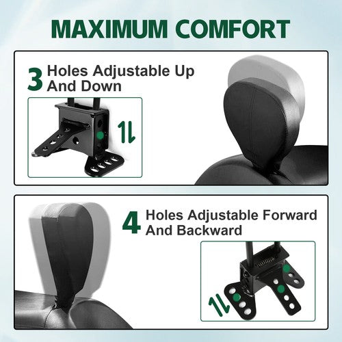 DURAFORCE Rider Driver Backrest Pad Fit For Harley Touring Electra Street Glide 2009-2024