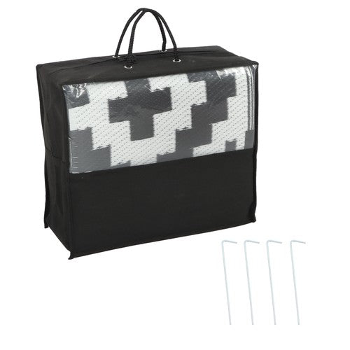 DURAFORCE 6x9 ft Waterproof Outdoor Rug Outdoor Plastic Straw Rug Carpet Black & White