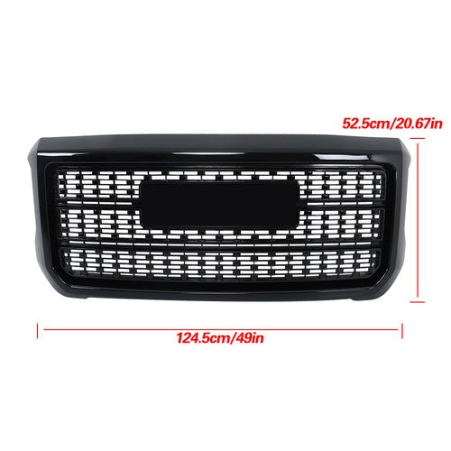 DURAFORCE Gloss Black Front Grille For GMC Sierra 2500HD 3500HD Denali 2015-2019 Plastic