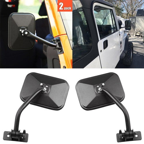 DURAFORCE Quick Release Side Hinge View Mirrors for Jeep Wrangler TJ JK 1997-2018