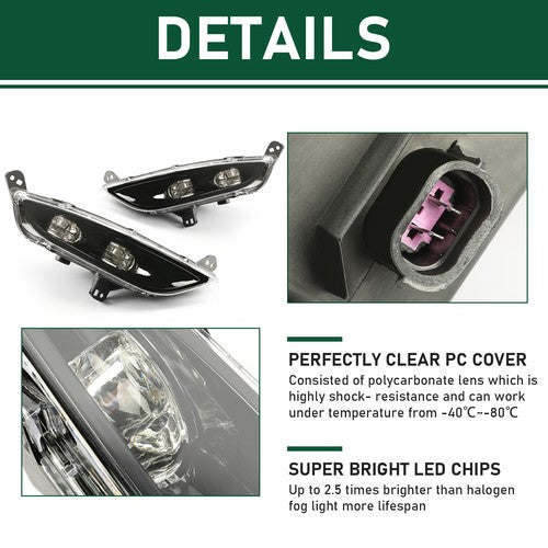 DURAFORCE Fit for CHRYSLER 200 15-17 2015-2017 2016 BUMPER FOG LIGHTS Lamp Pair Clear Lens