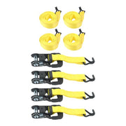 DURAFORCE 4 Pc 1.5" inch x 16' Ft Ratchet Tie Down Cargo Straps 1100 Lbs J Hooks