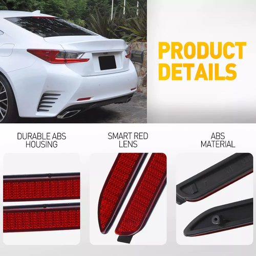 2x For Toyota RAV4 2019 2020-2023 Red Rear Bumper Reflector LED Stop Brake Light