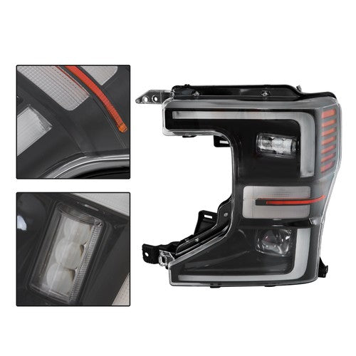 DURAFORCE Headlights Replacement For Ford F250 F350 SuperDuty 2020-2022 LH+RH LED Black