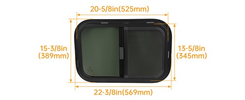 DURAFORCE RV Window 21" X 14" Teardrop Horizontal Sliding Replacement w/ Screen&Trim ring