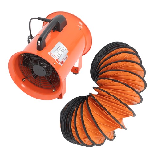 DURAFORCE Portable Blower Steel 8 Inch, 900CFM 180W Industrial Orange 16.4ft Ducting