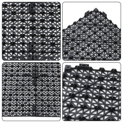 DURAFORCE 50Pack 12 x12in Interlocking Drainage Floor Tile Modular Interlocking Tile Black