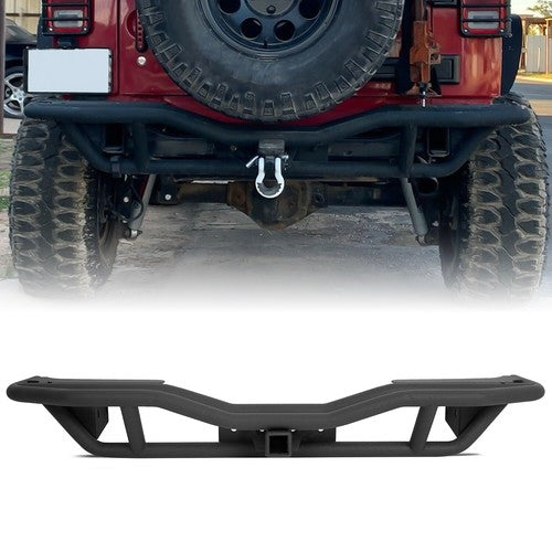 DURAFORCE Textured Rear Bumper Guard with Receiver Hitch for Jeep Wrangler JK 2007