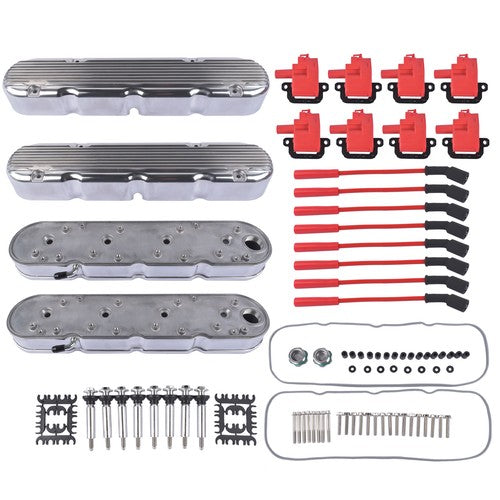 DURAFORCE Polished Hidden Coil Cast Aluminum Valve Covers For Chevy GM LS1 LS2 LS3 LS6 LS7