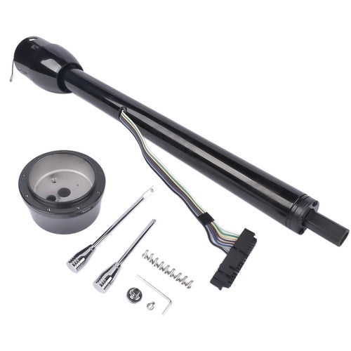 DURAFORCE Manual Column Floor Shift Tilt Steering Column w/ Wheel Adapter No Key Black 32"