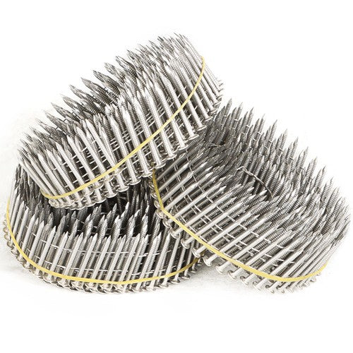 DURAFORCE 3600Pcs 15 Degree Wire Coil 1-1/4” ×.09” Ring Shank Stainless Steel Siding Nails