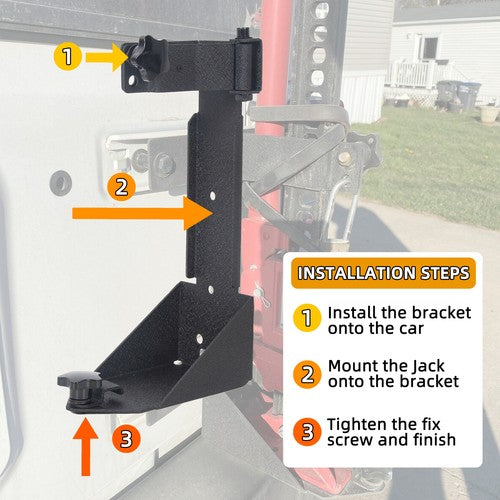 DURAFORCE Rear Door High Hi-Lift Jack Mount Bracket Carrier For 2007-2018 Jeep Wrangler JK