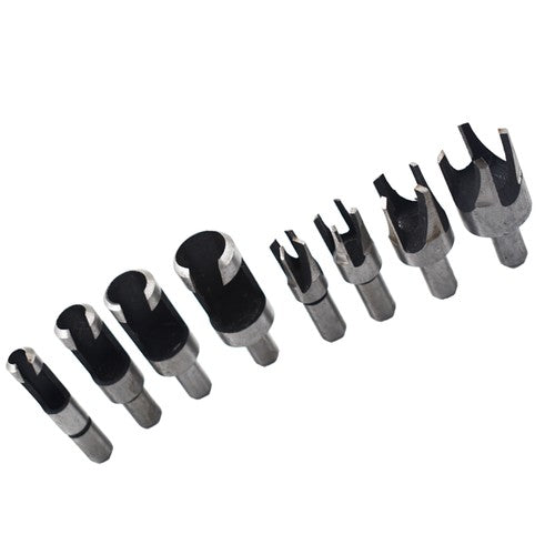 DURAFORCE 8X Carbon Steel Wood Plug Hole Cutter Dowel Maker Cutting Shank Drill Bit Set