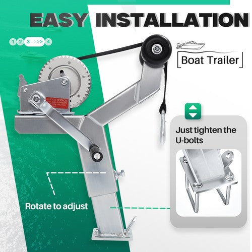DURAFORCE Adjustable Winch Stand Winch Post For Boat Trailer parts W/ 1400lbs Winch Roller